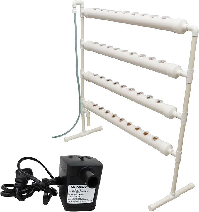 Hydroponic Growing System 36 Plant Site Hydroponics Gardening Grow Vertical 4 Pipes Planting System with 110V Water PumpPlanting Sponge and Hose for Vegetable Cultivation
