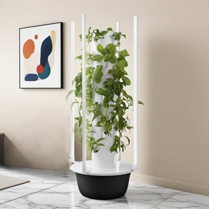 Hydroponic Grow Tower Kit Hydroponics Growing System Tower Vegetable Indoor Gardening System 20 28 36 Holes ABS 6-12 Hours Lighting for Balconies Courtyards Roofs 7楼