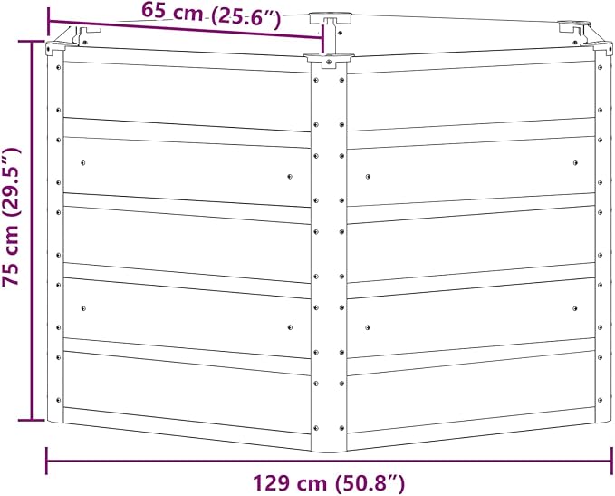 Steel Raised Garden Bed for Gardening Metal Planter Box for Vegetables Fruits Flowers 50.79 x 50.79 x 29.53 in Light Gray -524