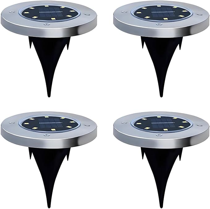 Solar Underground Outdoor LightsEmbedded Courtyard Lawn Lights Tempered GlassLED Landscape Lighting IP65 Waterproof Solar Panel(Warm Light)