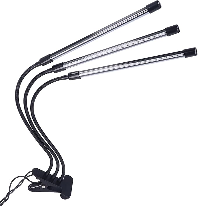 Grow Light 3 Head LED Red Blue 18W USB Powered Adjustable Angle and Timing for Indoor Growing Light - Energy Saving Flexible Gooseneck Ideal for Grow Plants and Gardening