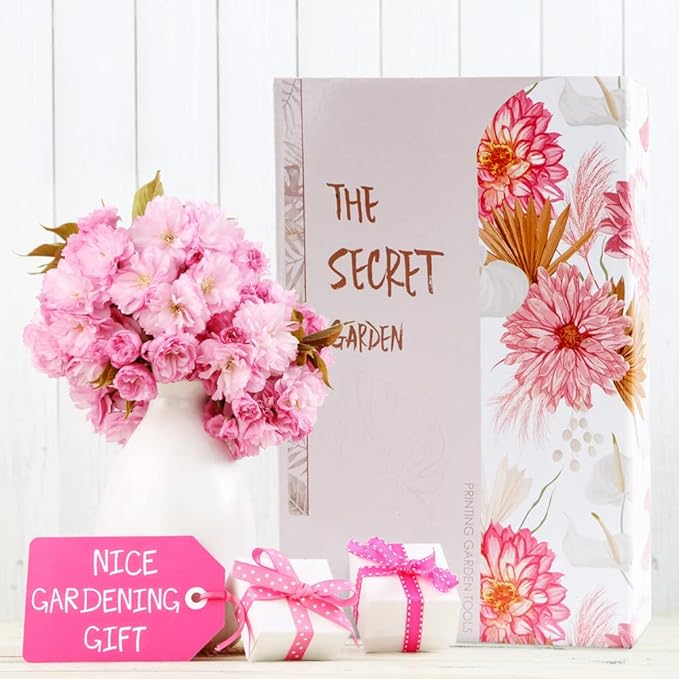 Gardening Gifts for Women3 PCS Floral Print Gardening Tools Pink Include Hand RakePruner and Trowel Pink Exquisite Packaging Garden Gifts for Mom and Ladies