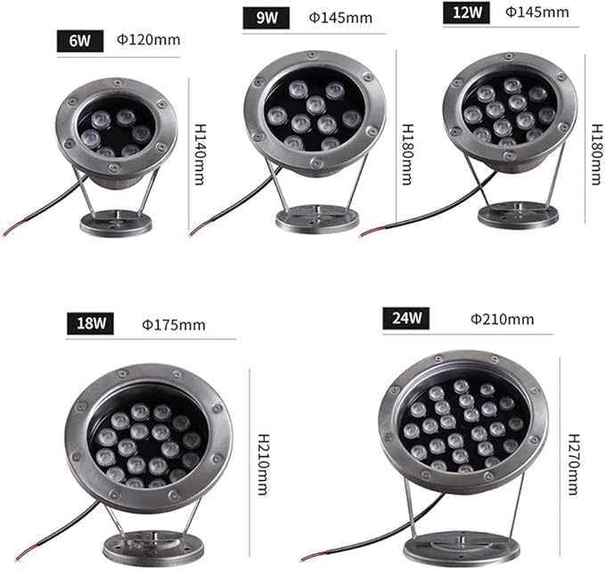 LED Waterscape Light IP68 Stainless Steel Underwater Light Can Rotate 24V Underwater Spotlight Fountain Pool Garden Square Waterscape Light