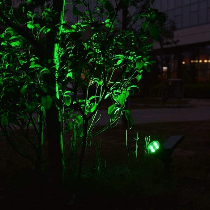 Solar Landscape Lights 4 LED Solar Spotlights 2 in 1 Waterproof Security Light Solar Lights Outdoor (Green)