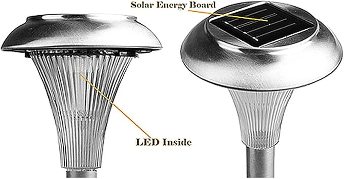 4 Pack ~ Stainless Steel Solar Power Garden Lawn Landscape Lamps w/ color changing timely 2 LED Lights