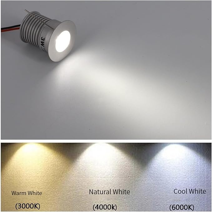 9PCS Landscape Lights - Outdoor Led Lights - Spotlight Led Beam Light - Led Spot Lights Mini Stairwell Lighting Dimmable Recessed Installation DC12-24V 3W Under Cabinet Lights(Cool white 6000k)