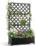 IDEALHOUSE Metal Planter Box with Trellis 72x47x15.7 Galvanized Raised Garden Bed on Wheels with Drainage Holes Outdoor Planter for Climbing Plants Vines &amp Privacy Screen Diamond Lattice
