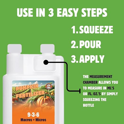 Pumpkin Fertilizer | (32 fl. oz.) | Foliar &amp Soil Applied Liquid Fertilizer for Pumpkins &amp Gourds | Boosts Growth &amp Yields | Easy to Use | Fast-Acting | Ideal for Pumpkins &amp Squash