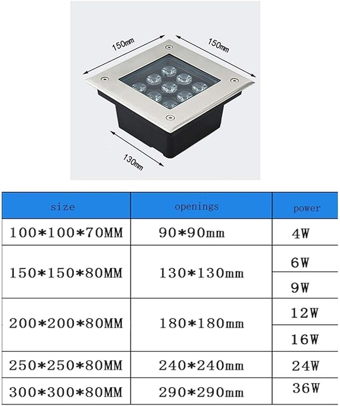 Outdoor Inground LED Landscape Lights - Waterproof IP66 Underground Pathway Spotlight AC85-265V 8 Color Options (9W Red 9W Purple)