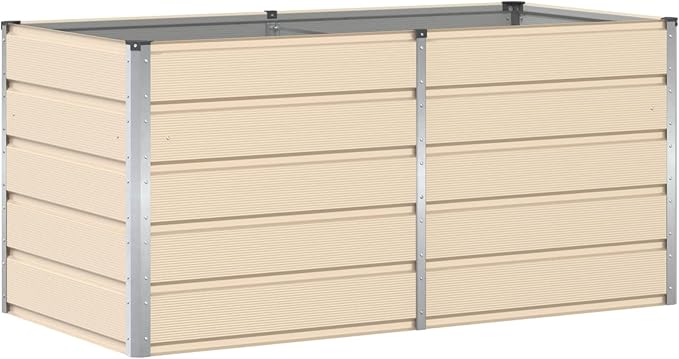 63 Large Outdoor Raised Planter Box Steel &amp Plastic Elevated Garden Bed in Ivory Modern Industrial Raised Garden Bed for Patio Balcony and Yard