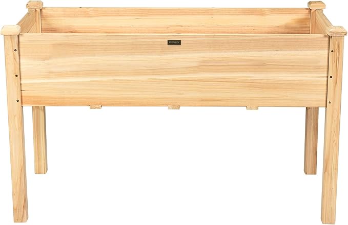 Giantex Raised Garden Bed Kit Elevated Planter Box for Vegetables Fruits Herb Grow Heavy Duty Natural Cedar Wood Frame Gardening Planting Bed for Deck Patio Yard 49.5X23.5X30.0