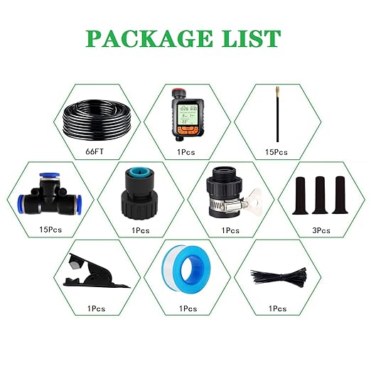 New Quick Connector Drip Irrigation KitsAutomatic Irrigation System with 360-degree Bending DropperAdjustable atomizing Copper Nozzle for Watering System for Garden Plants Lawn.(Automatic Timer)