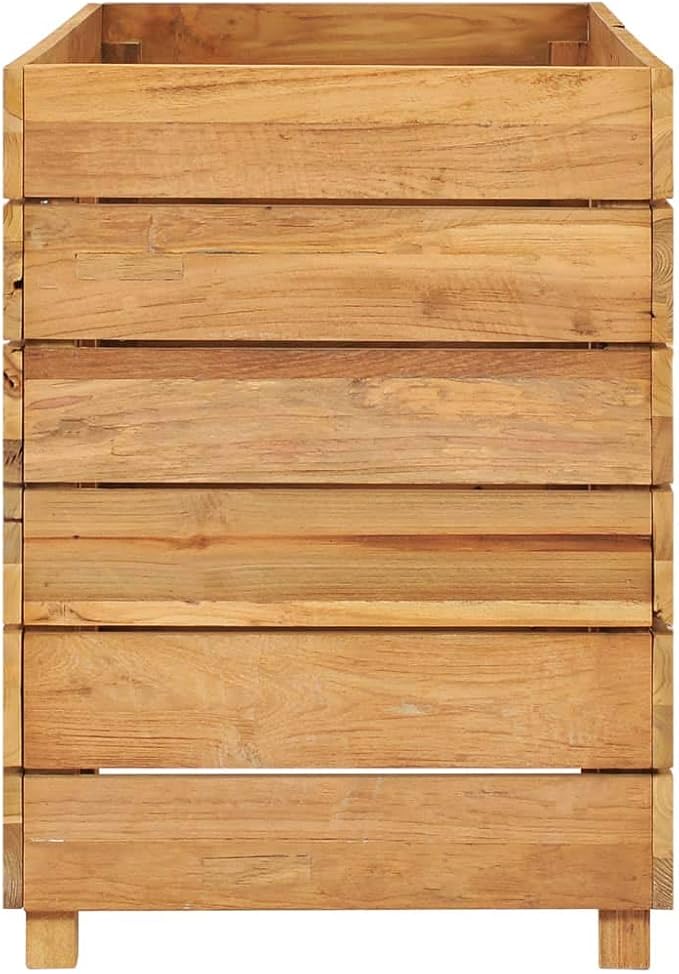 Raised Bed 39.3x15.7x21.6 Recycled Teak and Steel rWeight-35 lbs