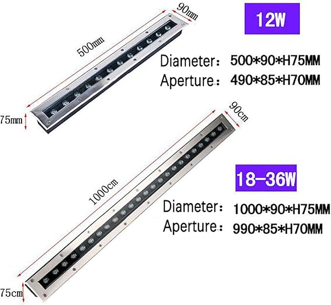 Stainless Steel Long Strip LED Landscape Lights AC 85-265V IP67 Waterproof Embedded for Outdoor Aisle Steps Corridor Wall Washers