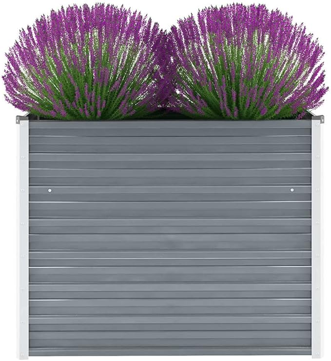 Garden Raised BedElevated Planter BoxRaised PlanterGarden BoxGarden BedPlanterfor Backyard Patio to Grow Vegetables Herbs and Flowers Galvanized Steel 39.4x15.7x31.3 Gray