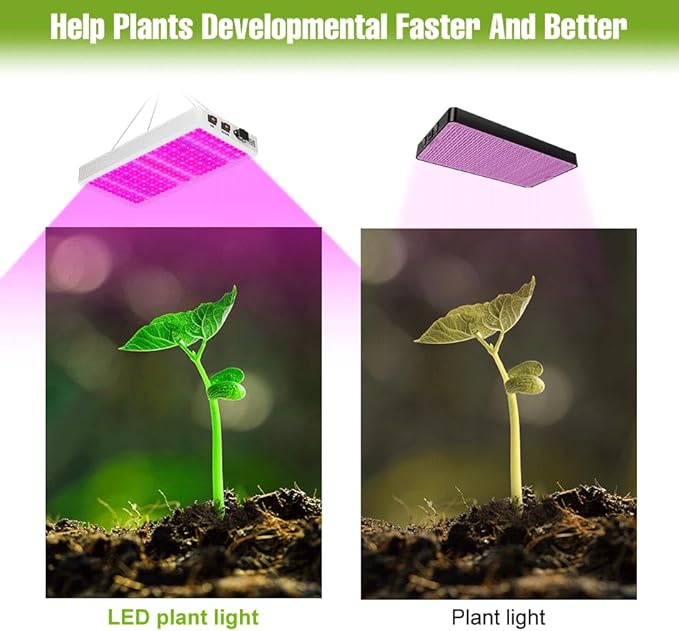 800W Full Spectrum LED Grow Plant Light Bloom/Veg 2Modes Dimmable Planting Fill Lamp 110V Greenhouse Hydroponic Flower Vegs Succulent Potted Fruit Seeds UV/IR Cultivation Lighting with Hook US Plug