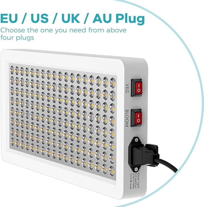 300W LED Plant Lamps Warm White Light Full Spectrum 192 LEDs Grow Lights Veg/Bloom Modes Dimmable Sunlight Greenhouse Hydroponics 100-277V Indoor IR Flower Cultivation Lighting with Hook US Plug