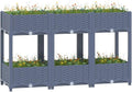 Raised Garden Bed 47.2x15.7x28 Polypropylene Outdoor Planter Box with 2 Shelves Blue Gray Elevated Garden Bed for Vegetables Flowers Herbs and More