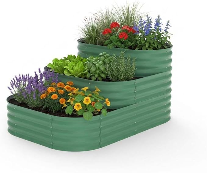 GAOMON Galvanized Steel Raised Garden Bed Kit 30 Deep Root Planter Box for Vegetables Herbs &amp Flowers Easy Assembly 5 x 3.5 x 2.5 Ft Green