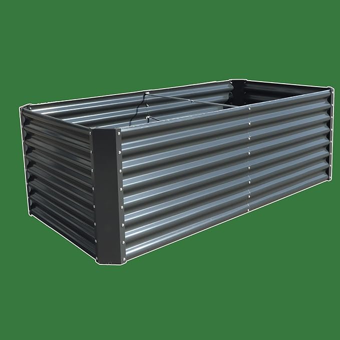 6x3x2Ft 269 Gallons Outdoor Metal Raised Garden Bed Flower Box Gray for Outdoor Vegetables Flowers Herbs Planting