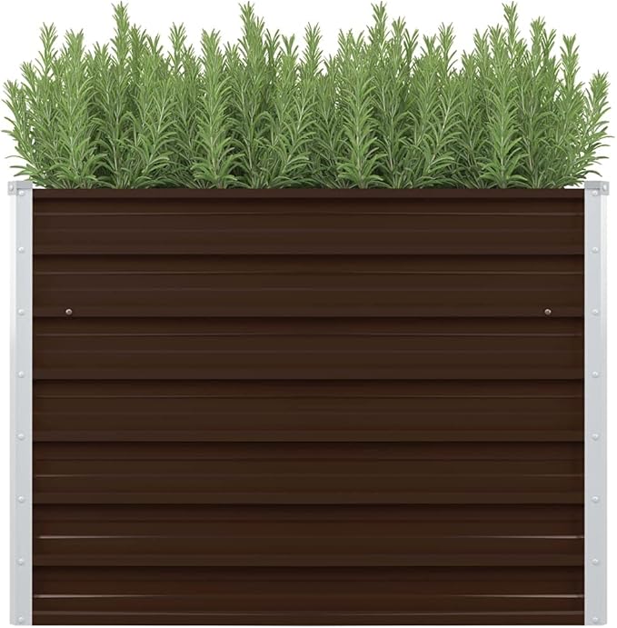 YAFF Raised Garden Bed Brown 39.4x39.4x30.3 Galvanized Steel (17.93lbs)