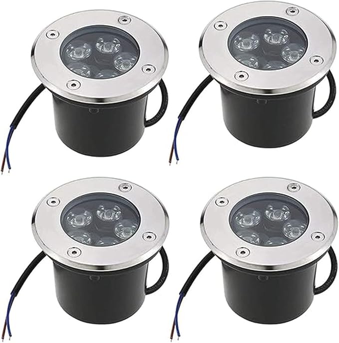 4PCS LED Outdoor Spotlight Ground Landscape Lights IP67 Waterproof Waterproof Recessed Floor Spotlights 5W Buried Yard Floodlight for Garden Yard Construction(Yellow Light5W(DC12v))