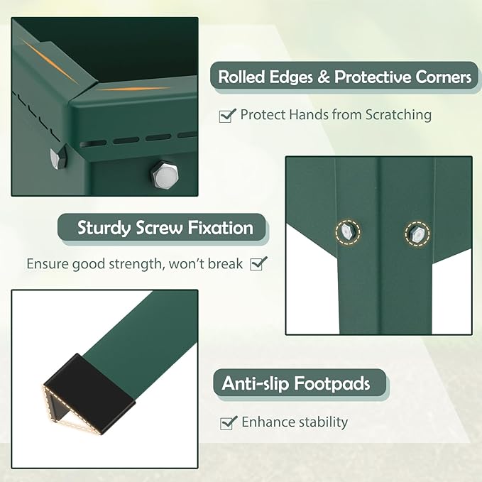 Giantex Metal Raised Garden Bed with Legs 40”x16”x32” Elevated Planter Box with Drainage Holes for Vegetable Fruit Flower Herb Outdoor Standing Gardening Box for Balcony Backyard Patio Porch Green