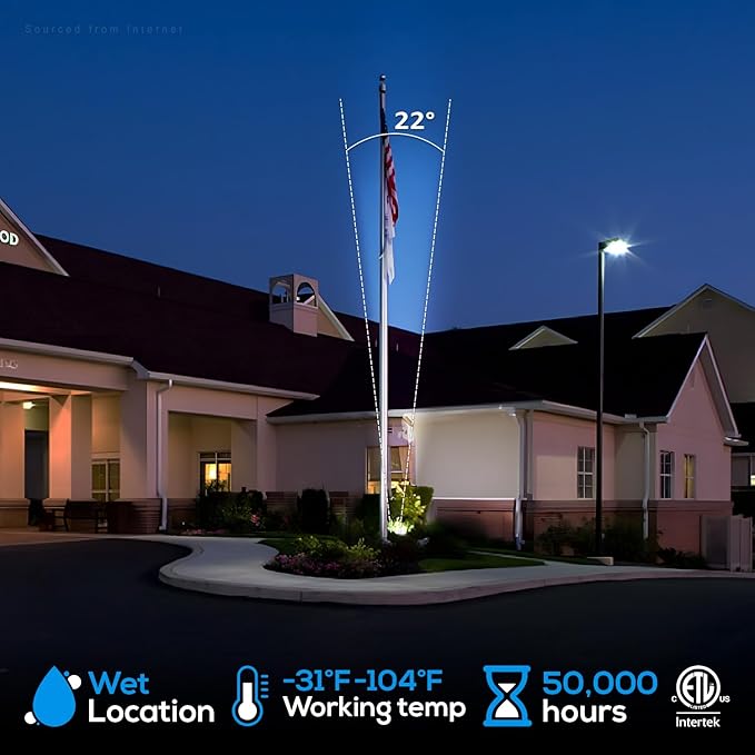 LEONLITE 22°Focused Flag Pole Light Bundle Round Outlet Box 1-Pack 40W 3CCT LED Bullet Flood Light Weatherproof Bronze &amp 1-Pack Six 1/2-In Knockouts Round Outdoor Electrical Box Brown