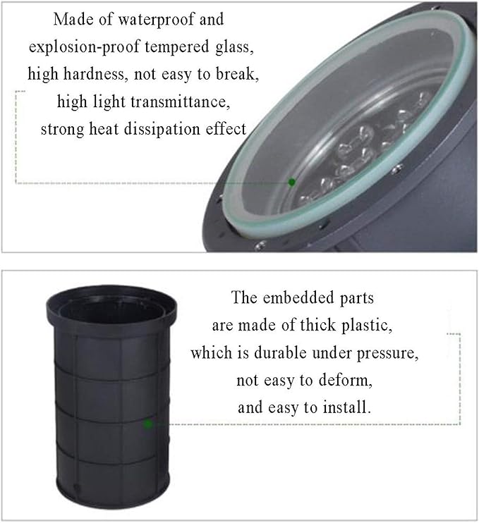 LED Garden Landscape Light - 85-265V Recessed Floor Light IP67 Waterproof Buried Lamp Gardens Adjustable Angle Underground Light High Brightness In Ground LED Lights(Green Light18W)