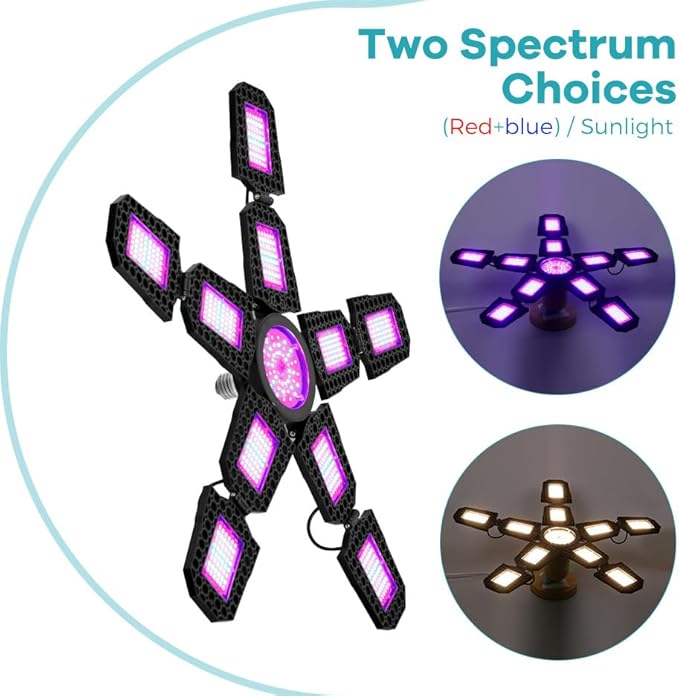 4PCS 200W Adjustable LED Full Spectrum Planting Grow Lamp 2835 DiodesIndoor Plants for Seedling Veg/Bloom Growth Lamps E26/E27 All-Stage Seed Grow Light 110V Flower Blooming Cabinet Lighting