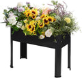 Elevated Planter Box Raised Garden Bed Galvanized Steel Planter Box with Legs for Flower Fruit Herb Vegetable Growing (Black)