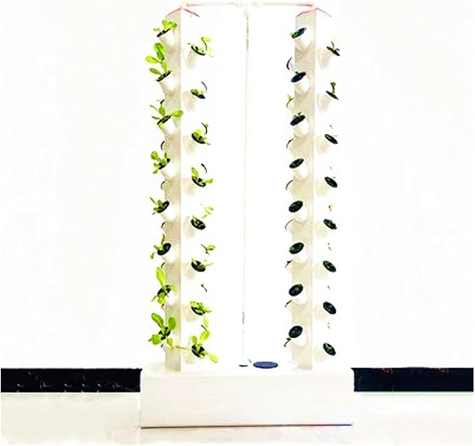 Hydroponic Tower Growing Sytem Indoor Vertical Hydroponics Tower Garden Aeroponic Growing System Kit Planting Frame for Fruits Vegetables White