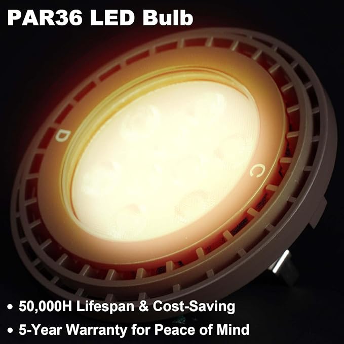 PAR36 LED Landscape Bulb Dimmable Waterproof PAR36 LED Bulb 7W/11W/15W Magnetic Touch Dimming 12V Landscape Lights 2700-3000K 25° Outdoor Spotlight for Outdoor Landscape Lighting 1 Pack