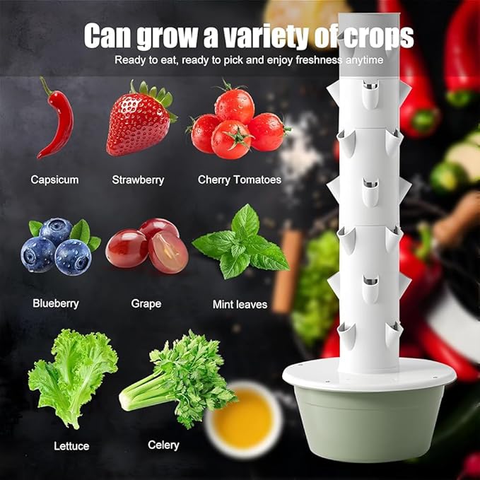 Vertical Hydroponics Garden Tower Automatic Water Hydroponic Tower Vertical Garden Kit Indoor Gardening System for Green Vegetables and Fruits7 Layers