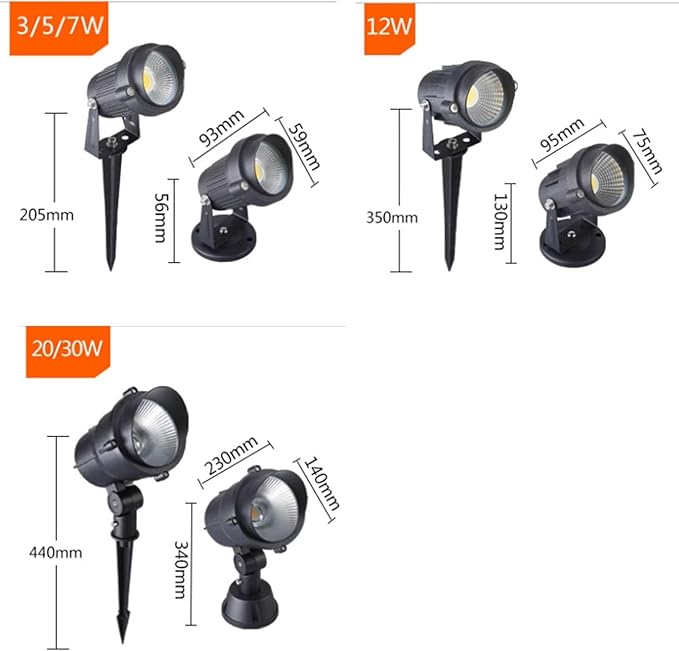 Outdoor Landscape Spotlight LED Outdoor floodlight Garden Landscape Light AC 220V recessed Spotlight Round LED Tree Light IP65 Waterproof Outdoor Lawn Light for Hotel Industry Yellow-7W