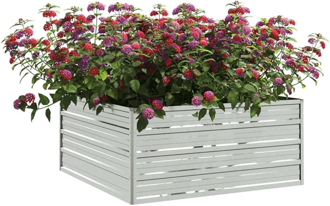 Garden Raised Bed 39.4x39.4x17.7 Galvanized Steel Silver