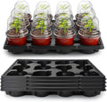 4 Inch 60 Pack Nursery Pots with Humidity Domes &amp 5 Pack 12 Cell Round Seedling Pot Carrying Trays Sturdy Seeds Starter Pot Germination Set Small Planter Nursery Propagation 5 Sets