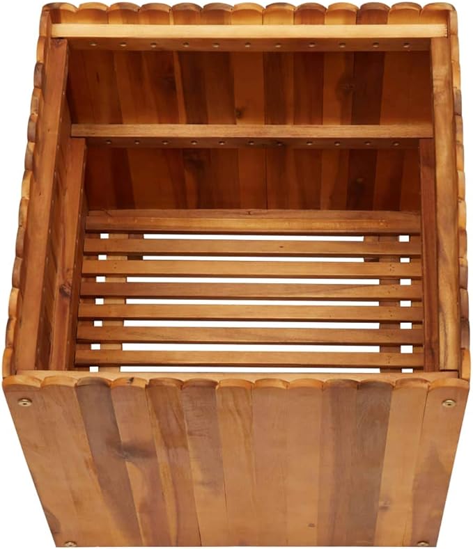 Garden Planter Raised Bed Patio Flower Plant Vegetable Bed with Slatted Bottom Wooden Lawn Backyard Outdoor Patio DIY DecorAcacia Wood 19.6x19.6x19.6