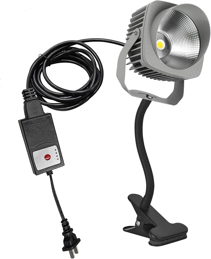 Kiven IP65 Waterproof LED Landscape Uplight Grey Decorative Spotlight Lamp with Plug-in Cord and Timer for Indoor Outdoor Plants Yard Advertising Board (10W Cool White)