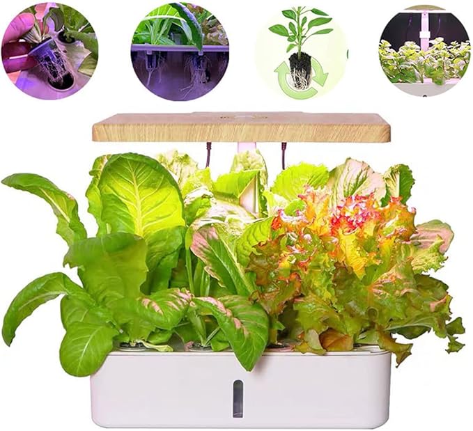 GeRRiT Hydroponics Growing System Kit 12Pods 30cm Adjustable Height Indoor Garden with LED Grow Light Fan Water Tanks for Indoor Outdoor