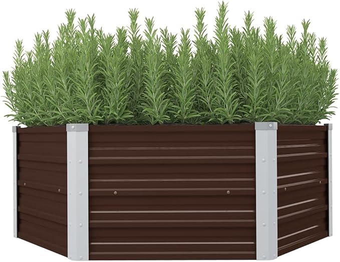 Raised Garden Bed Brown 50.8x50.8x18.1 Galvanized Steel