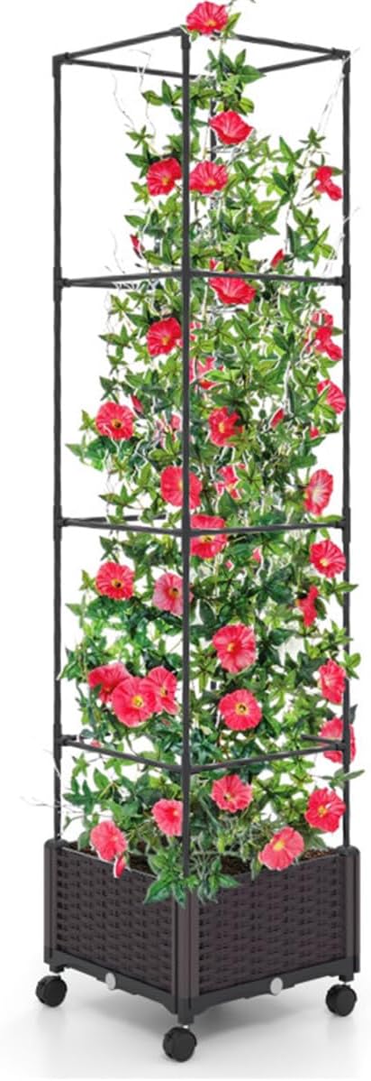 67inch Planter with Trellis Raised Garden Bed for Vine Climbing Plants Flowers Raised Bed Trellis Planter Box with Trellis for Outdoor Vine Climbing Plants Flowers Plant Stand with Climbing Racks