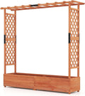 BECOMFORT Raised Garden Bed with Trellis &amp Hanging Roof 72 Tall Fir Wood Planter Box with Drainage Holes Outdoor Elevated Garden Planter for Climbing Vines (Orange 77 Lx17 Wx72 H)