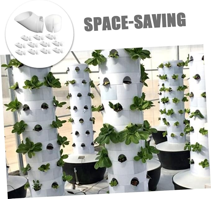 1 Set Hydroponic Equipment Hydroponic Garden Tower Terrarium Hydroponic System Vertical Hydroponic Tower Water Hydroponic Tower Parts Cups Vertical Hydroponic Planter Plastic White/1243