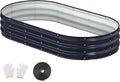 Raised Garden Bed 6x3x1ft Galvanized Outdoor Planter Beds with Safety Edging and Gloves Oval Metal Planter Box for Gardening Vegetables Flowers Herb-Midnight Blue