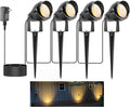 Spot Light for Yard Warm White Outdoor Spotlights Metal Case Landscape Lights IP65 Waterproof Uplights with Spiked Stand for Garden Lawn Pathway Front Porch Bushes (4 Lights)