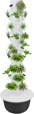 36 Plant Spots Indoor Hydroponic Growing Tower System - 9-Tier Vertical Garden Kit with Auto Circulation Pump 7.93 Gallon Water Tank for Herbs Vegetables Home Decor (White and Black)
