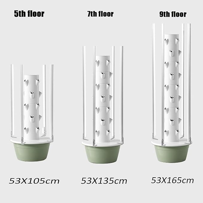 5/7/9 Tier Outdoor Indoor Hydroponic Grow Kit Hydroponics Growing System Tower with LED Grow Light for Gardening Lover5Tier (with Light)