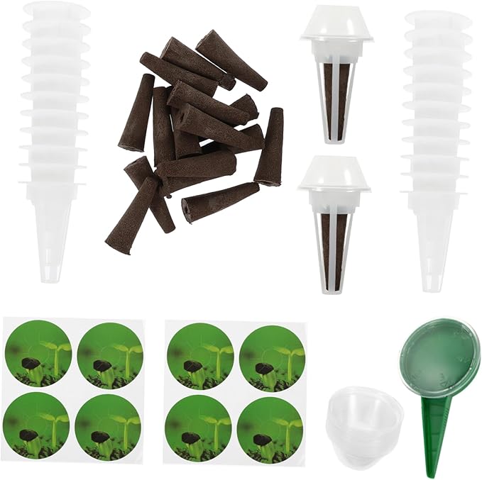 1Set Hydroponic Growing Kit with Grow Baskets Lids and Labels Indoor Gardening Supplies for Seed Germination Humidity Dome for Optimal Growth Environment