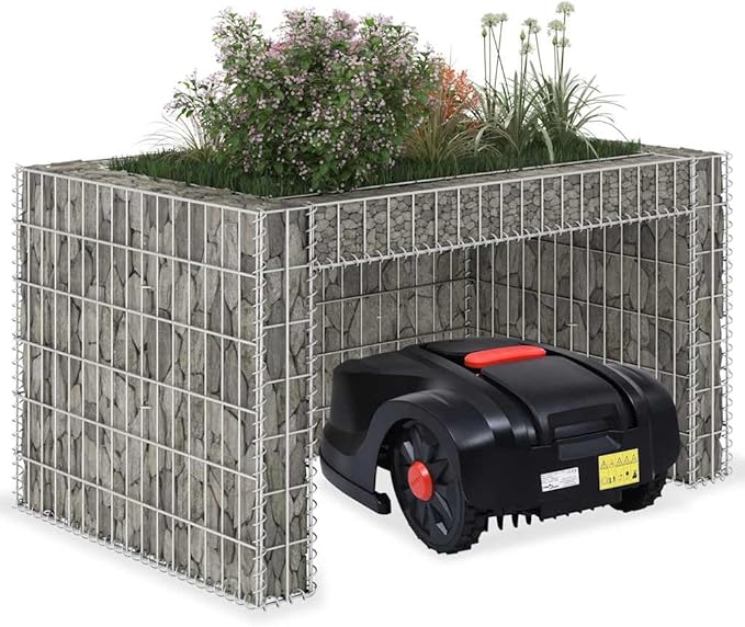 vidaXL Steel Wire Lawnmower Garage with Raised Bed - Rustproof Weather-Resistant Robust Construction for Durable Use Silver